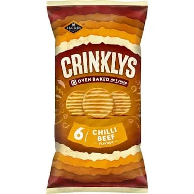 Jacob’s Crinklys Chilli Beef Crisps (6 Pack)