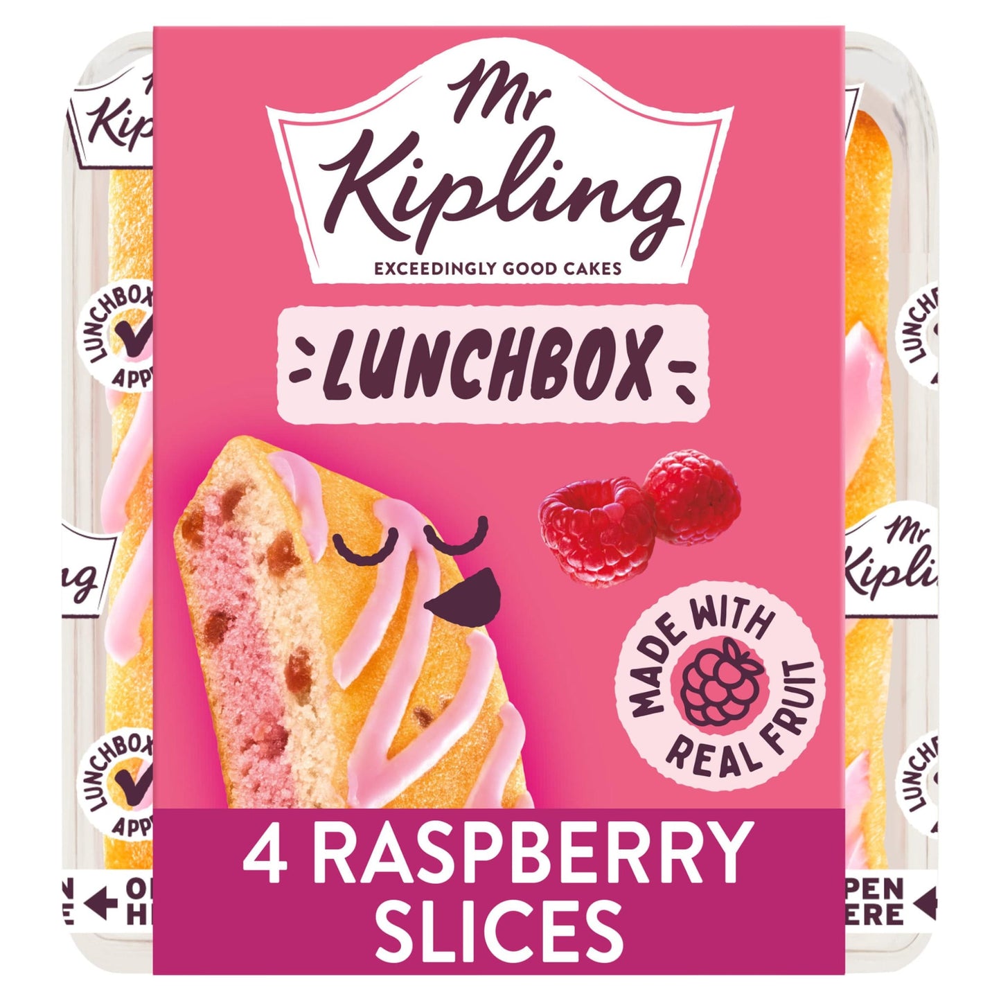 Mr Kipling Lunchbox Raspberry Slices – 4 Pack