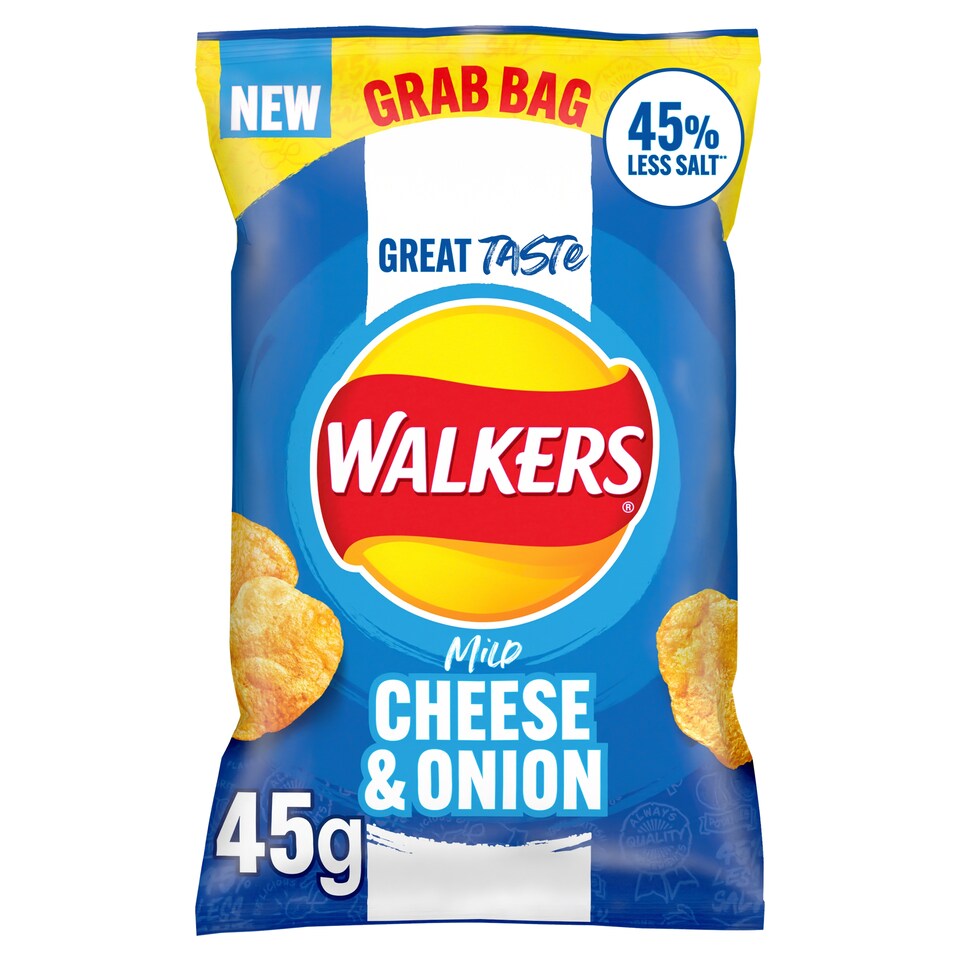 Walkers Mild Cheese & Onion Crisps – Grab Bag (45g)