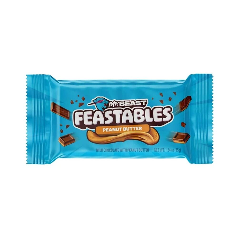 3 x MrBeast Feastables – Peanut Butter Milk Chocolate Bars – 35g