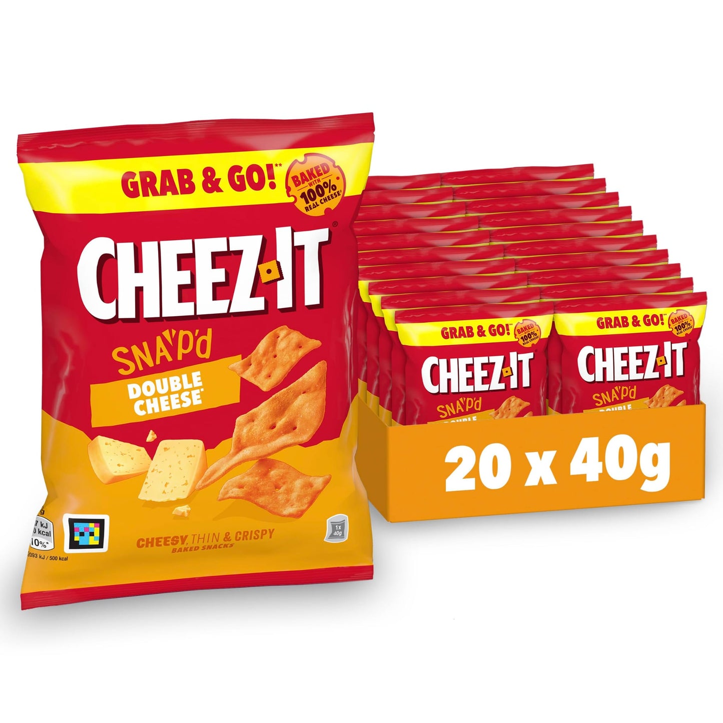 Cheez-It Snap’d Double Cheese Crispy Snacks – Case of 20 x 40g