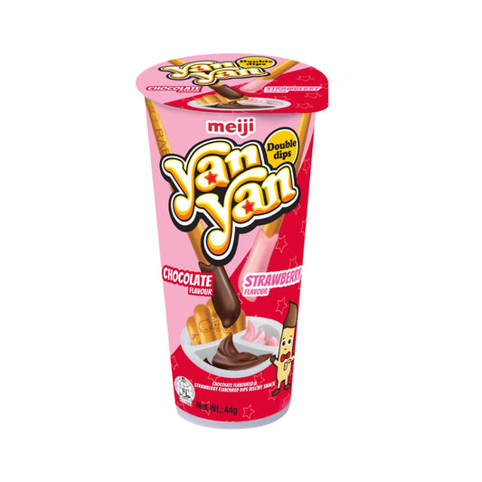 Meiji Yan Yan Double Dips – Chocolate & Strawberry – 44g