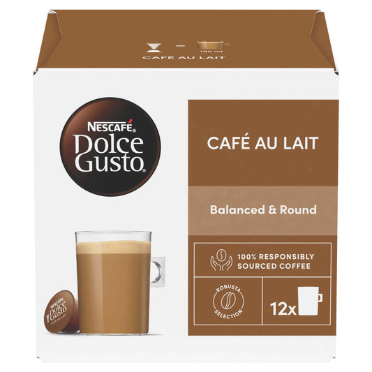 Nescafe Dolce Gusto Café au Lait Coffee Pods X12