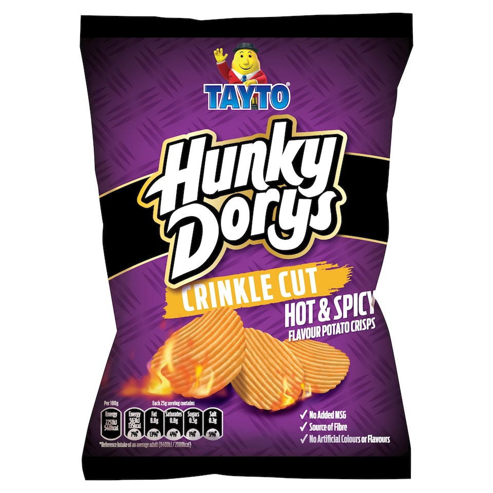 Tayto Hunky Dorys Crinkle Cut Hot & Spicy Crisps (130g)
