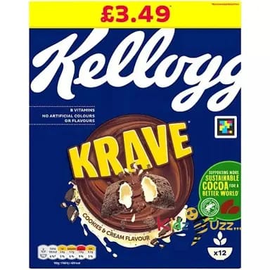 Kellogg's Krave Cookies & Cream Flavour Cereal 375g